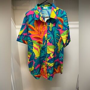 Vibrant Tropical Button-Up Shirt